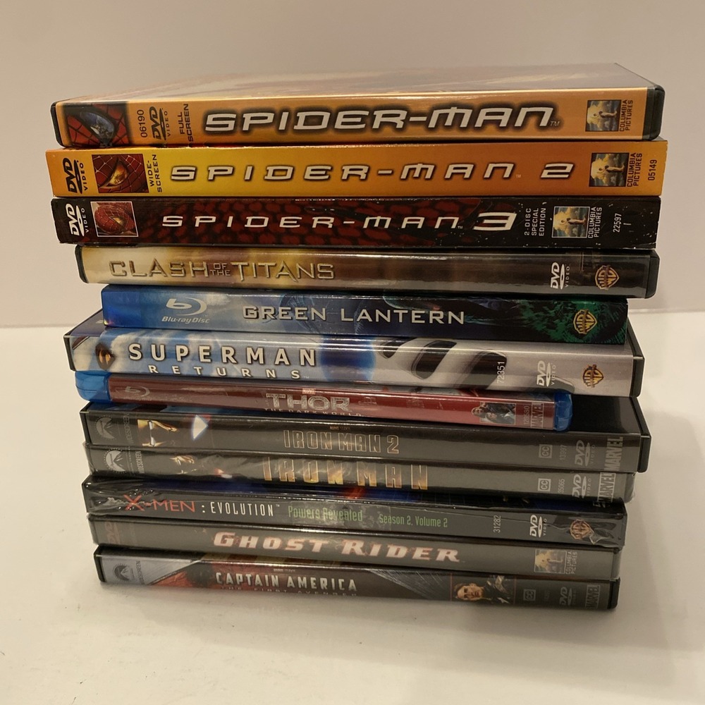 MARVEL / DC • DVD LOT OF 12 Thor/ X-MEN / IRON MAN SPIDER-MAN‎